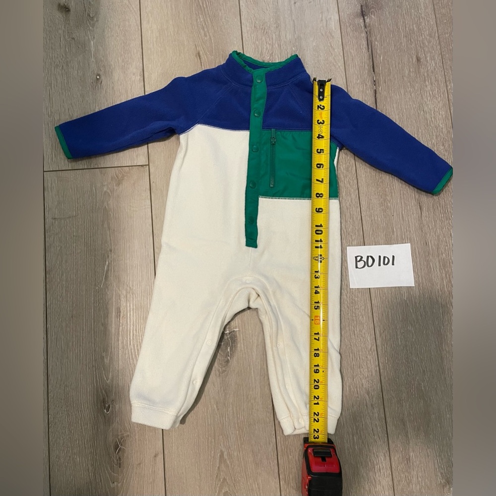 Multi Color Microfleece Button-Front Color-Block One-Piece Baby Infant 18-24 Mon - Picture 5 of 6